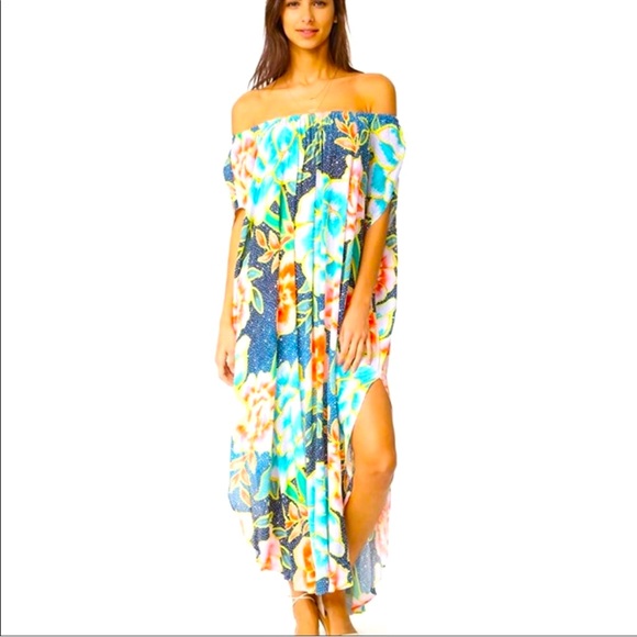 New! NWT! Mara Hoffman Cara Cara floral caftan maxi dress medium-large - Picture 2 of 12